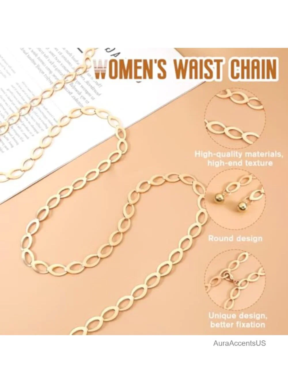 Adjustable Chain Waist Belt with Tassel Pendants for Jeans Dress